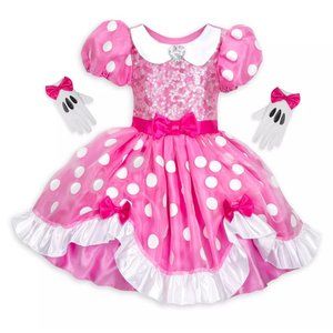 Disney Store Minnie Mouse Pink Costume Dress Set w/ Gloves Girls 3  NEW WITH TAG